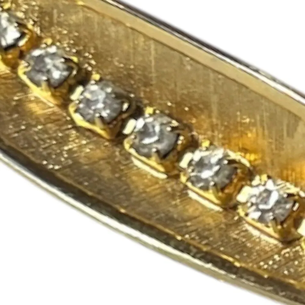 Vintage Continental Hair Clip Textured Gold Tone Leaf Rhinestones c1950